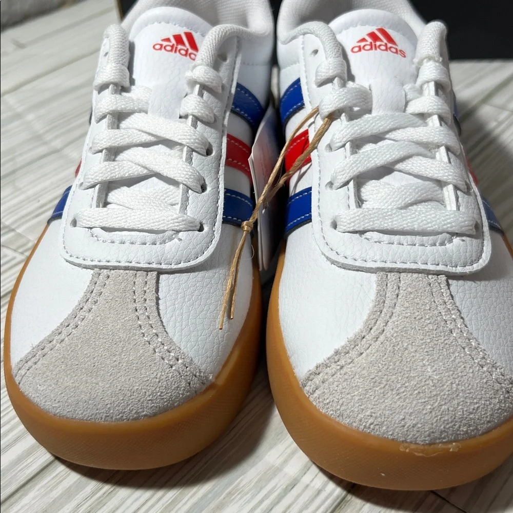 Adidas VL Court 3.0 low top Shoes sneakers white blue red stripes little kid 12K